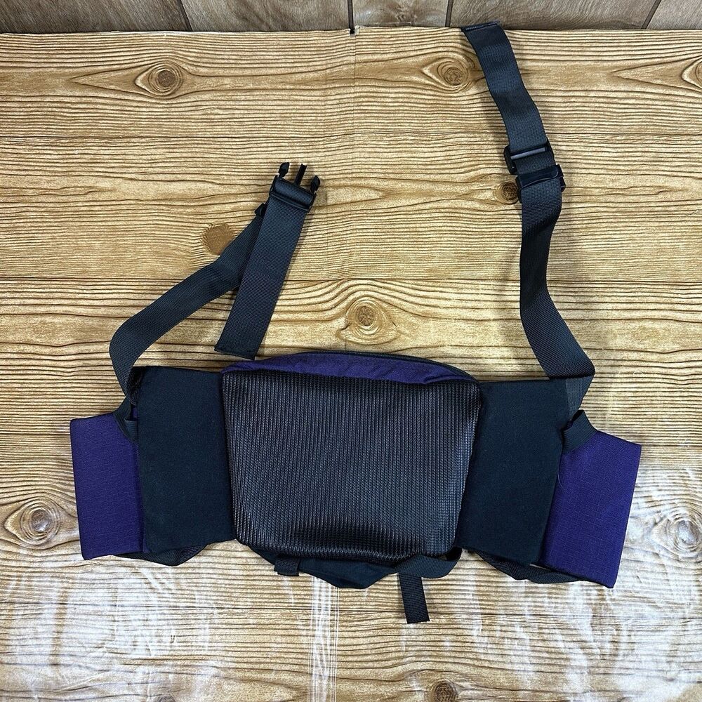 Vintage JanSport Hiking Waist Bag 2 Bottle Holder Zipper Aztec Print Purple - Picture 5 of 10